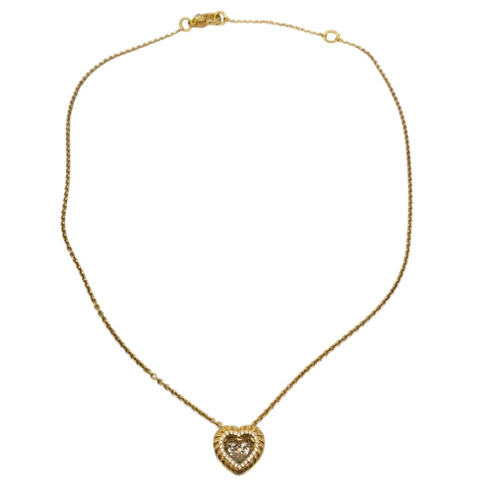 Judith Ripka Sterling Silver Gold Clad Twinkle Pendant Necklace # 19582